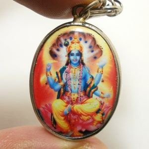 Lord Vishnu Amulet Pendant: Hindu God Trimurti Necklace