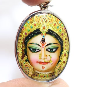 Durga Kali Hindu Goddess Pendant: Shakti Amulet Necklace
