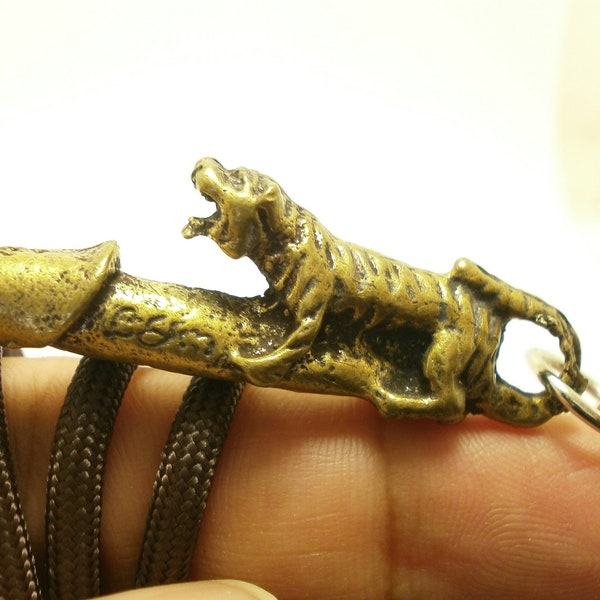 Magic Tiger ride lingham phallic penis thai blessed brass amulet pendant love good luck wealth attraction talisman Thailand nice cool gift