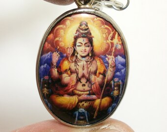 シヴァ神マハデヴ・オムペンダント祝福された1980年代のネックレスマハ