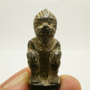 Antique Thai Hanuman Amulet: LP Soon 1930s Monkey King Figurine