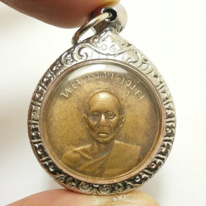 Phra LP Mui of wat Donrai temple bless 1963 2506 BE. strong protection Yant lucky rich wealth prosperity good luck real amulet pendant gift