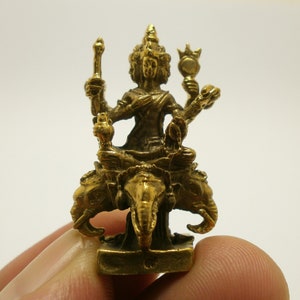 Phra Phrom Lord Brahma Hindu deity god of creation ride Erawan elephant Thai mini brass amulet Thailand nice gift talisman real lucky charm