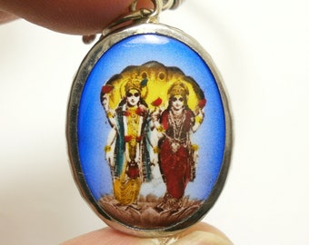 Collar con colgante de Lord Vishnu y Lakshmi: amuleto del dios hindú Fujii Kaze