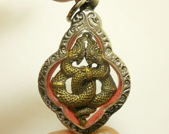 Duo Naga Nak snake pendant Love attraction Thai appeal amulet talisman Thailand magic protection blessing good luck nice lucky charm gift