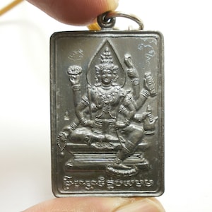 LP Perm Phra Prom Coin Pendant: Brahma God Amulet, Thai Necklace