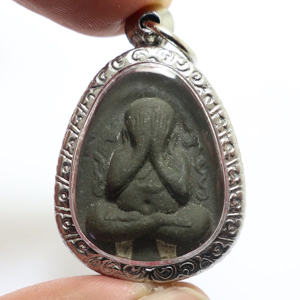 Phra Pidta Kanokkang Close Eye Buddha 2 Takrut LP Toh pendant 1 blessed 1979 magic yant strong protection lucky rich success Pitta amulet