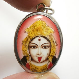 Durga Kali Amulet: Hindu Goddess Pendant Necklace, Protection Deity