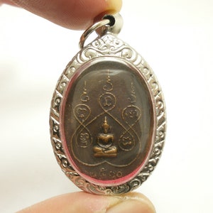 LP Gaew Buddha Amulet: Thai Yant Protection Pendant, 1967