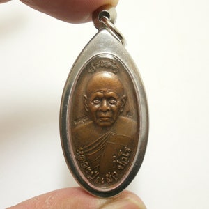 LP Paew Coin Amulet: Thai Monk Pendant for Luck & Protection