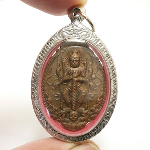 Thao Wessuwan Magic Yant Asura Deva Wealthy King Lord of all Treasure pendant blessed Yak with Rahu amulet wealth rich success lucky charm