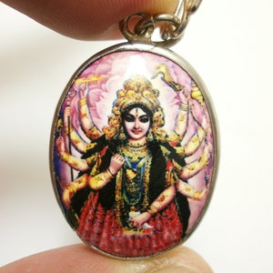 Durga Kali Amulet: Hindu Goddess Pendant Necklace, Protection Deity
