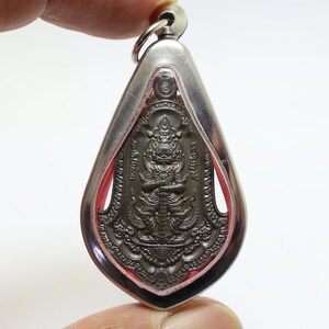 Thao Wessuwan with Magic Yant Wat Nangtakian Asura Deva Wealthy King Lord of all Treasure pendant blessed Yak amulet wealth rich success