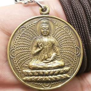 Guan Yin Brass Pendant: Chinese Blessing Amulet for Success