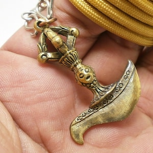 vajra dorje ax vajrayana Tibet magic Tibetan pendant 24 inches rope necklace brass amulet life protection miracle happy life lucky nice gift