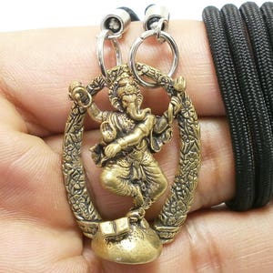 Lord Ganesha Brass Pendant: Hindu God Amulet Necklace
