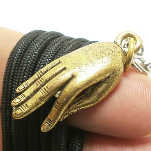 Buddha Hand Brass Pendant Necklace: Vitarka Mudra Amulet