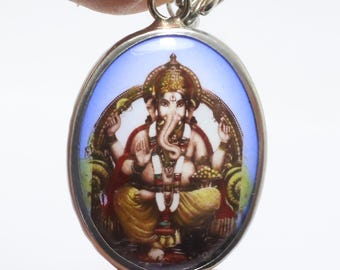 ガネーシャ卿ペンダント: ヒンドゥー教の神のお守りネックレス、1980