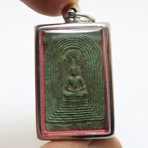 Green Phra Somdej Kampang Keaw LP Jong blessed 1961 Wat Natangnok temple Thai amulet pendant strong life protection success wealth nice gift