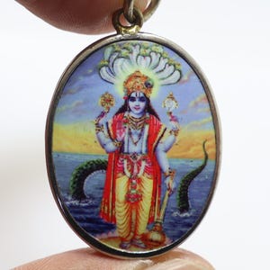 Lord Vishnu Pendant: Hindu God Amulet Necklace, Protection