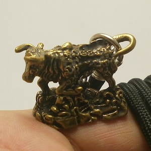 Thai Brass War Bull Amulet Pendant: Life Protection, Good Luck