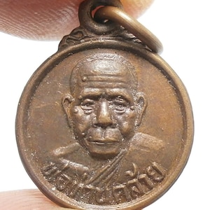 Thai Buddha Amulet: LP Klai Coin Pendant, 1962 Blessed