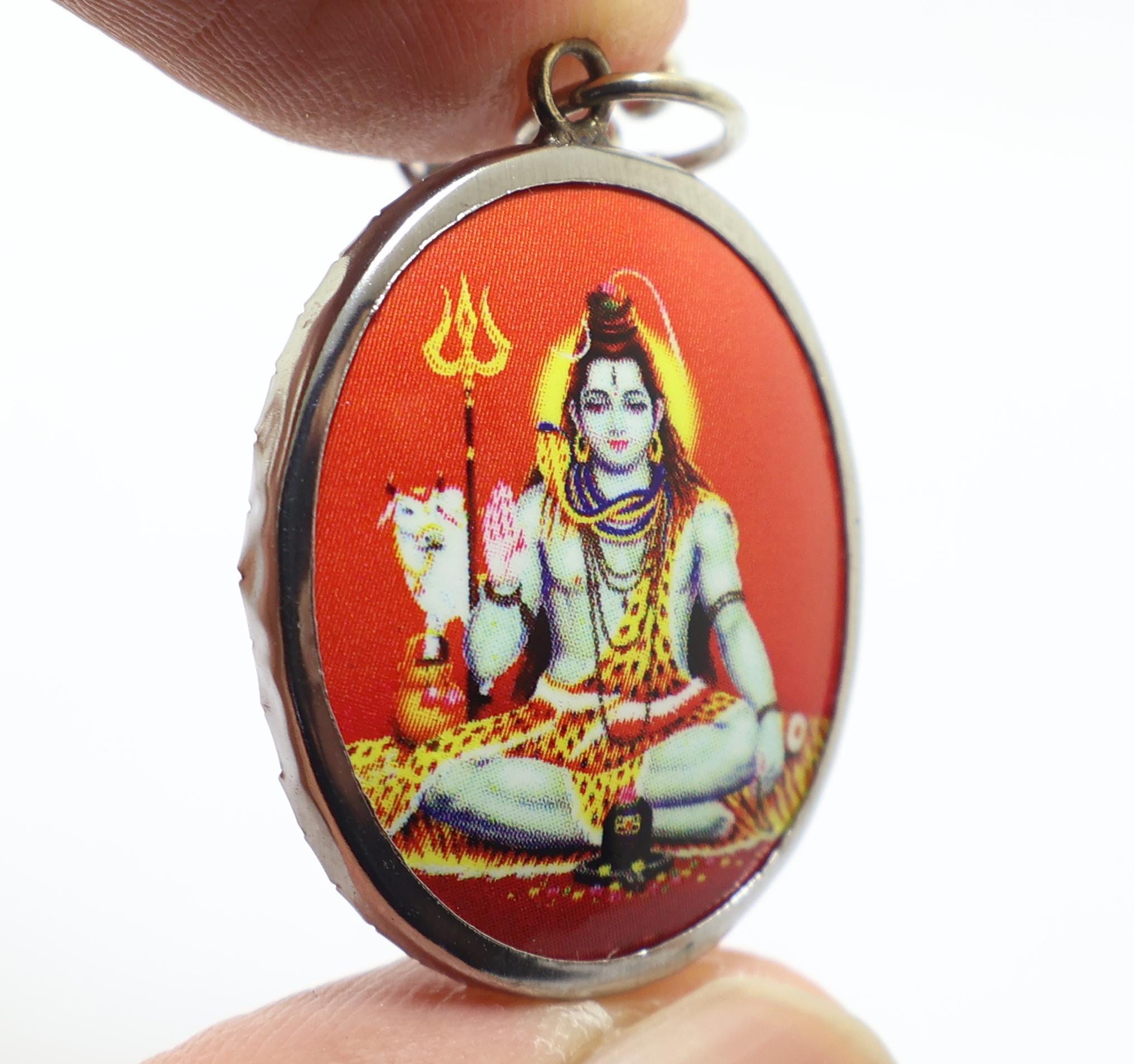 シヴァ神のペンダントネックレス　ヒンドゥー教の神のお守り　ケース付き シヴァ神のペンダントネックレス：ヒンドゥー教の神のお守り、祝福され