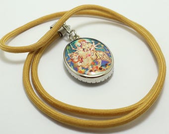マア・ドゥルガー・ビッグペンダント：ヒンドゥー教の女神のお守りオム