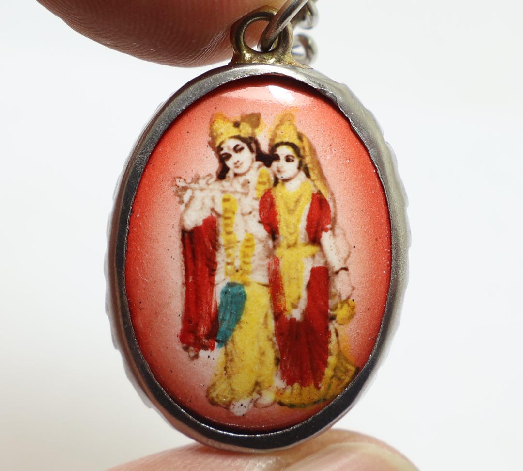 ラダ・クリシュナペンダント オムネックレス：ヒンドゥー教の女神の