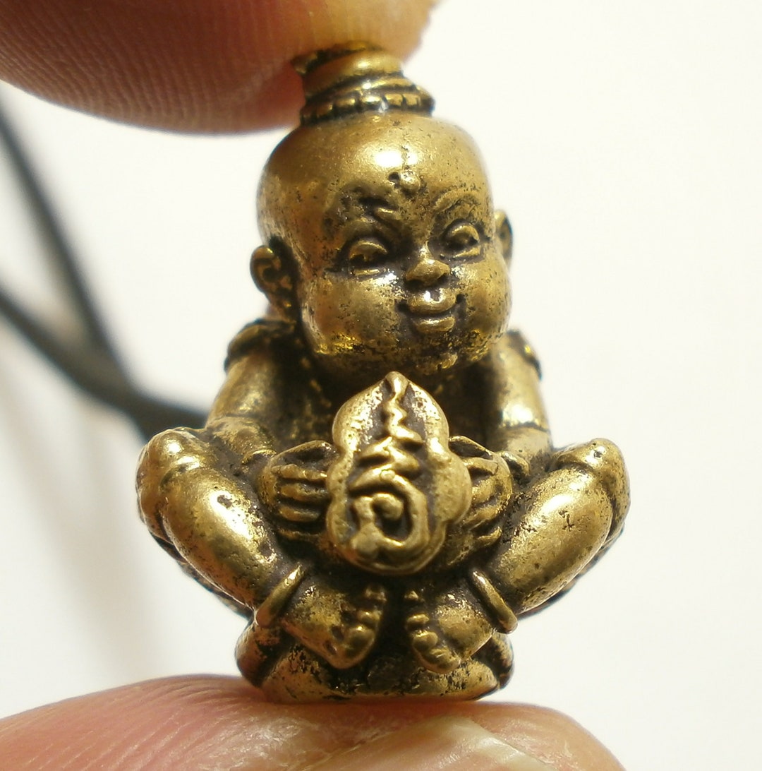 Kuman Thong Amulet Pendant, Thai Good Luck Charm, Wealth