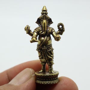 Lord Ganesh mini brass amulet Statue God of Success Wisdom Prosperity Ganesha Ganapati Vinayaka lucky blessing Hindu Deity Win Obstacle Gift
