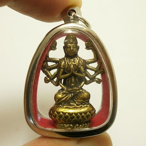 Guan Yin Brass Pendant: 1000 Hands Buddha Amulet