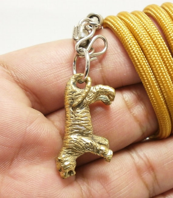 magic tiger brass pendant Thai amulet with 24 inc… - image 2