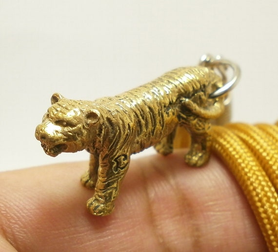 magic tiger brass pendant Thai amulet with 24 inc… - image 3