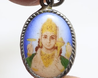 Amuleto del Señor Vishnu: Collar con colgante del dios hindú, años 80 Fujii Kaze