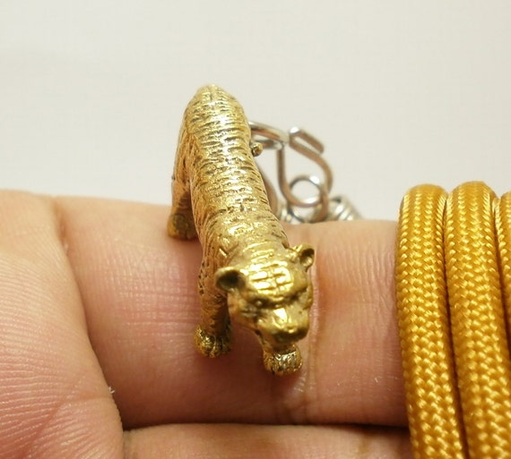 magic tiger brass pendant Thai amulet with 24 inc… - image 4