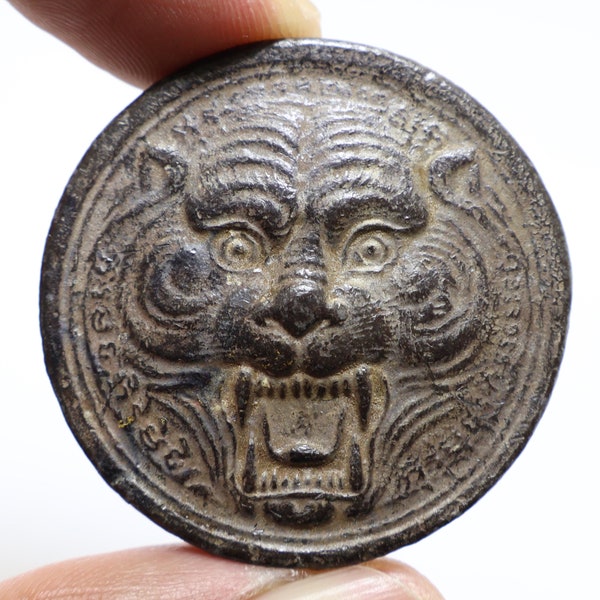 LP Pern magic Tiger face Coin of wat Bangphra temple rich good luck money Muay Thai magic miracle Muaythai amulet Thailand nice lucky gift