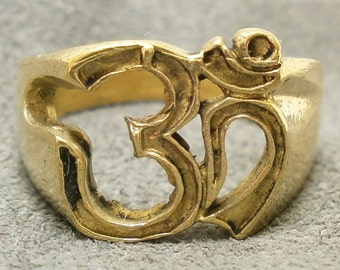 om aum ohm brass men ring hindu deity god sign amulet blessed for success creation Thai gift Thailand Hinduism nice talisman