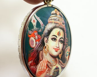 シヴァ神の大きなペンダント：ヒンドゥー教の神オムのお守り