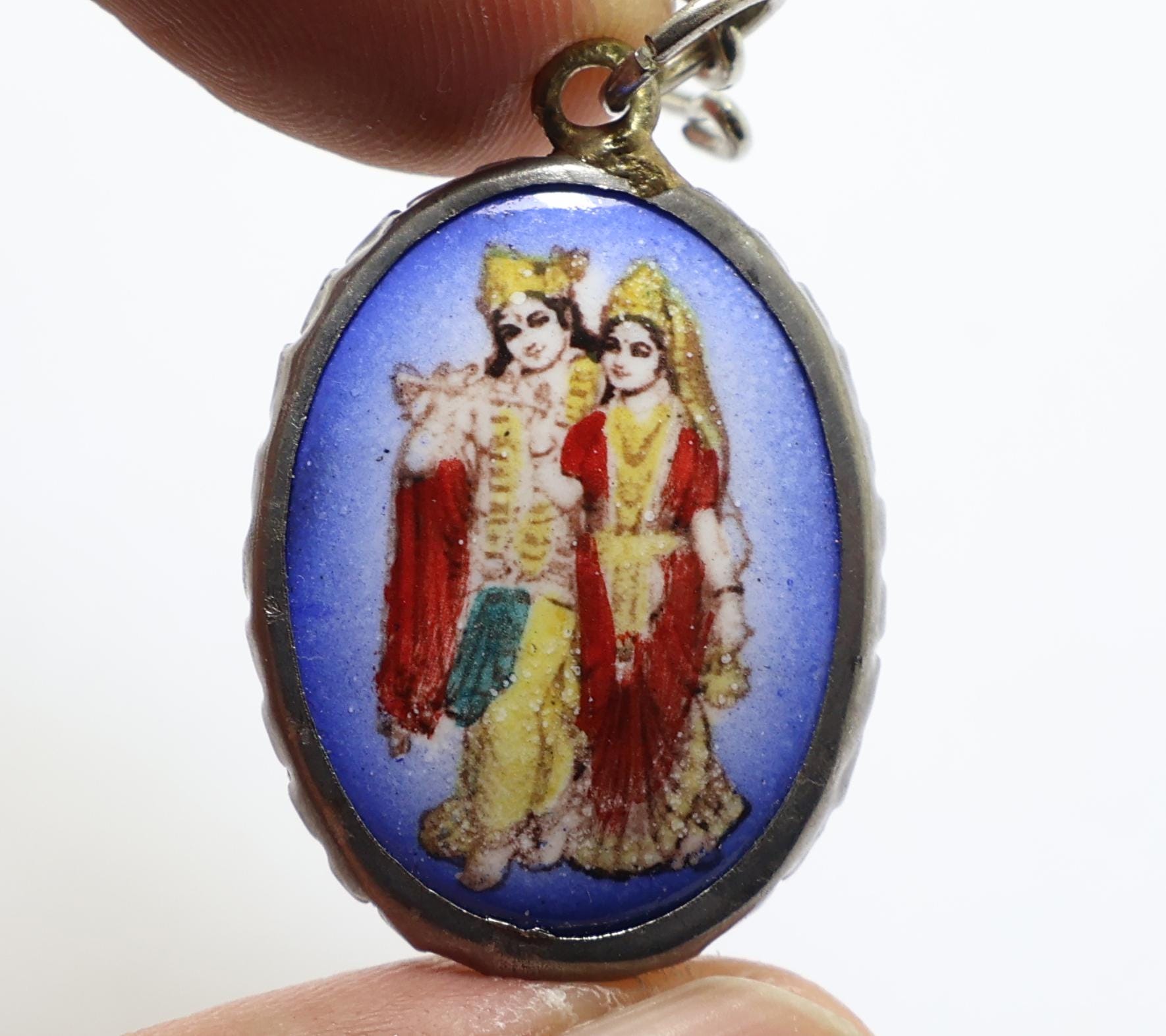 ラダ・クリシュナペンダント「オーム」ネックレス：ヒンドゥー教の女神