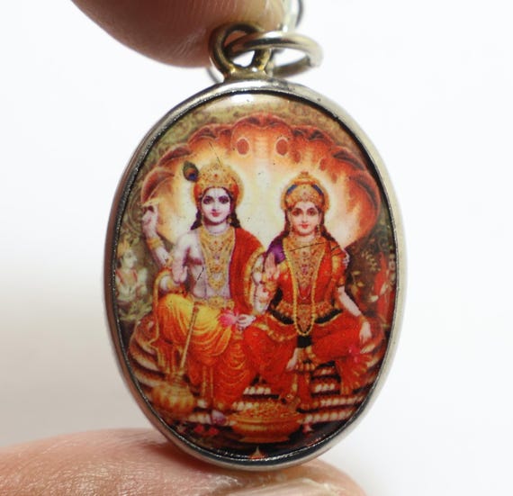 ヴィシュヌ神とラクシュミのペンダントネックレス：ヒンドゥー教の神の