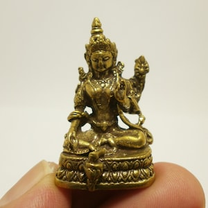 Green Tara Mini Statue: Tibetan Buddhist Amulet