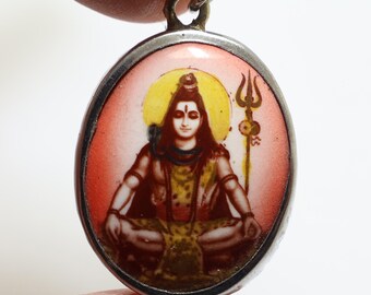 【新品】シヴァ神 オム・ペンダントヘッド＋ステンレスチェーン❇︎ステッカー付き シヴァ神マハデヴ・オムペンダント祝福された1980年代のネックレスマハ
