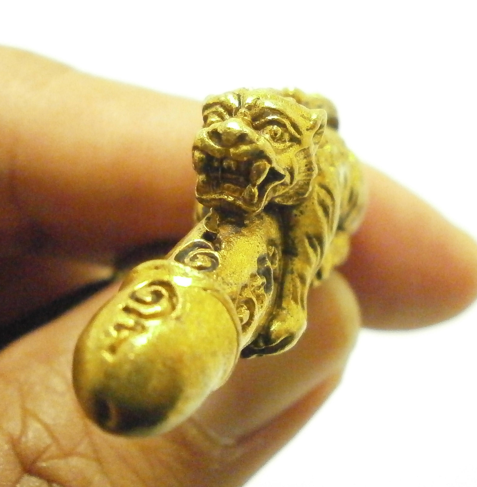Magic Tiger Ride Lingham Phallic Penis Thai Blessed Brass