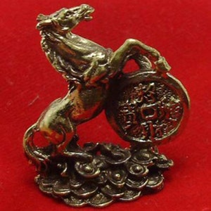 Cheval magique sur argent chinois mini amulette en laiton talisman protecteur de carte de poker porte-bonheur porte-bonheur richesse riche attraction cadeau