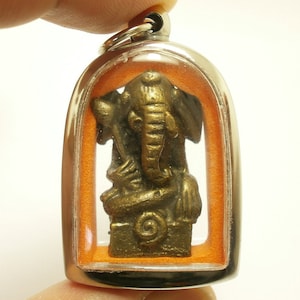 Lord Ganesha Brass Amulet: Hindu God Pendant for Success