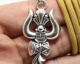 Trishula Pendant: Trident of Shiva Amulet Necklace, Hindu Om Blessing Gift Fujii Kaze