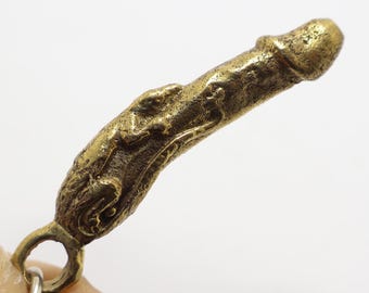 Collar con colgante de amuleto bendecido tailandés con forma de pene fálico de lagarto de dos colas, amor, buena suerte, riqueza, atracción, talismán, regalo bonito de Tailandia.