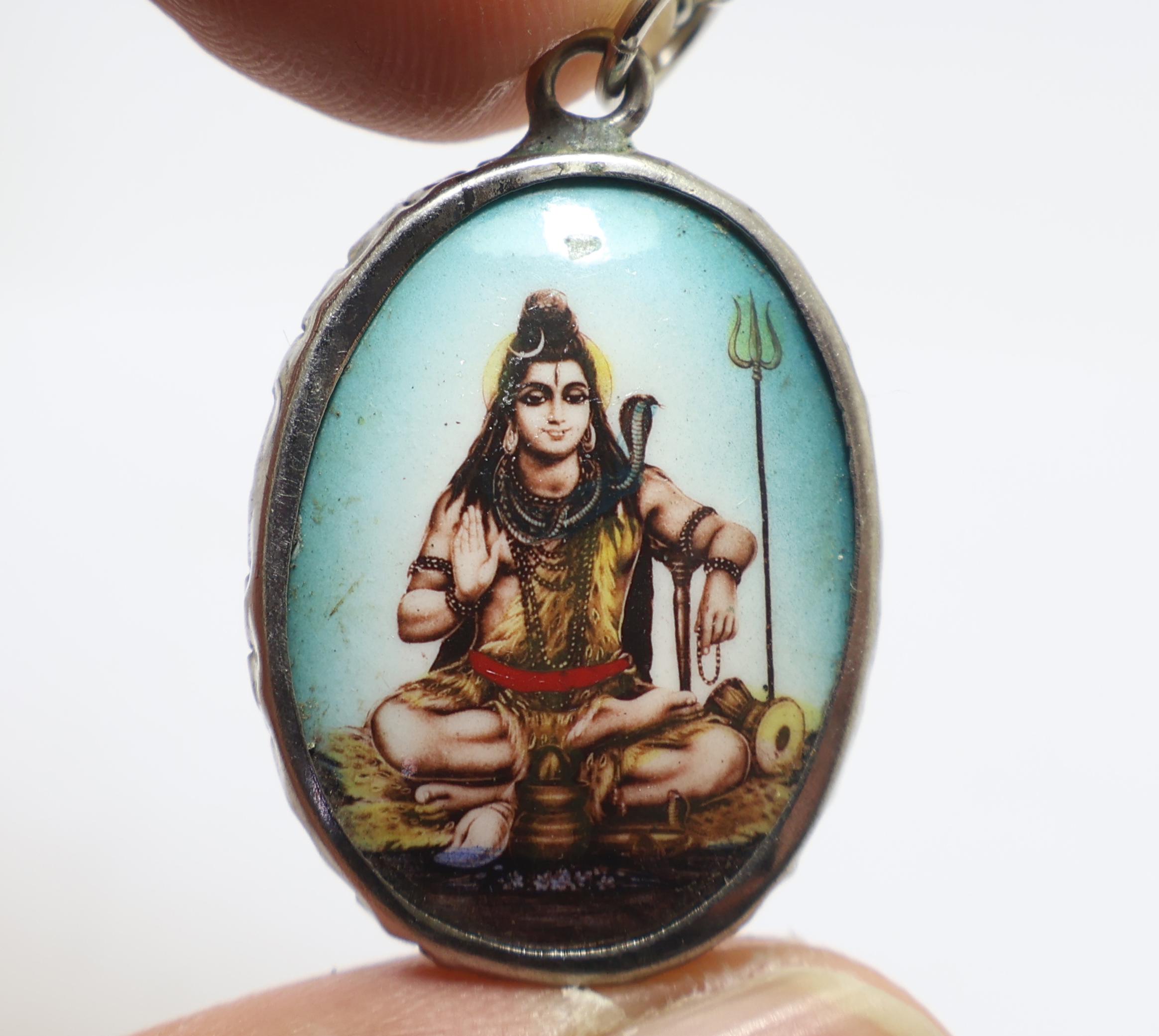 シヴァ神ペンダント: ヴィンテージ ヒンドゥー教の神のお守り