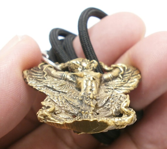 Thai Brass Garuda Amulet Pendant: Life Protection Talisman, 24